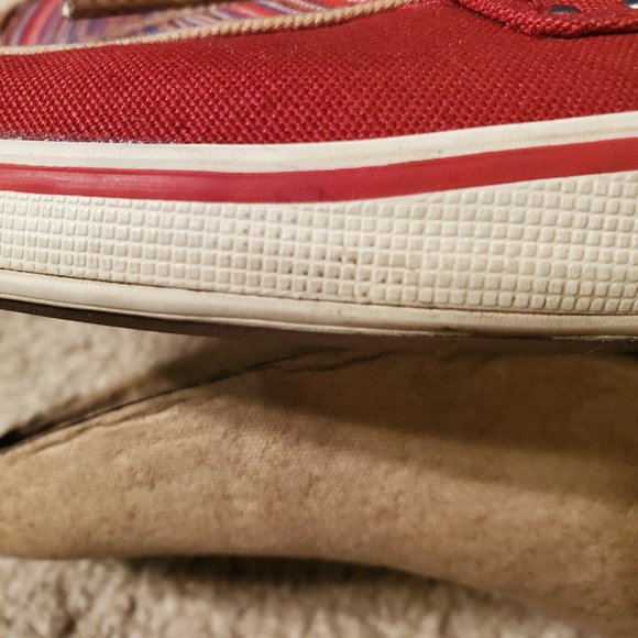 Red Canvas Boat Shoes Size 8 - Picture 4 of 5